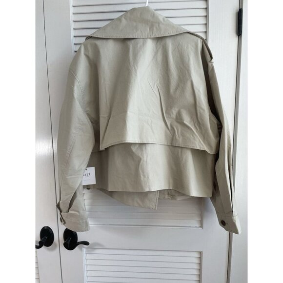 AE77 Trench Coat Cropped Utility Bone Khaki Women's Size XL, NWT - Picture 5 of 16